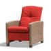 Winston Porter Bergeson Recliner Patio Chair w/ Cushions Metal/Wicker/Rattan in Brown | 37.75 H x 28.25 W x 28.25 D in | Wayfair