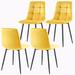 George Oliver Fenske Tufted Metal Back Dining Chair Upholstered/Velvet/Metal in Black/Yellow | 34.4 H x 16.53 W x 21.45 D in | Wayfair