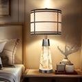 Orren Ellis Natural Alabaster Table Lamps Set Of 2 For Living Room Rustic Nightstand Lamp w/ Night Light For Bedroom Bedside Lamp w/ A+C USB Ports | Wayfair