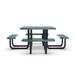 Arlmont & Co. Kristy Commercial Grade Expanded Mesh Metal Outdoor Picnic Table w/ Anchors Metal in Green | 28.75 H x 79.75 W x 79.75 D in | Wayfair