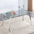 Wrought Studio™ Rectangular Tempered Glass Dining Table Metal in Gray | 30 H x 63 W x 35.4 D in | Wayfair 9C5FF924F4B64DCE8159C5AD9B713762