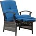 Winston Porter Niagara Recliner Patio Chair w/ Cushions Metal in Black/Blue | 37.8 H x 20.7 W x 43.3 D in | Wayfair