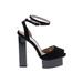 Trafaluc by Zara Heels: Black Print Shoes - Women's Size 39 - Peep Toe