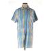 Gap Casual Dress - Mini Collared Short sleeves: Blue Plaid Dresses - Women's Size Small