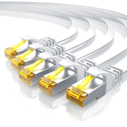 Primewire 5x LAN-Kabel CAT.7, RJ-45 (Ethernet), CAT 7 Flachband U/FTP Gigabit Netzwerkkabel 10 Gbit/s Patchkabel - 0,5m Image