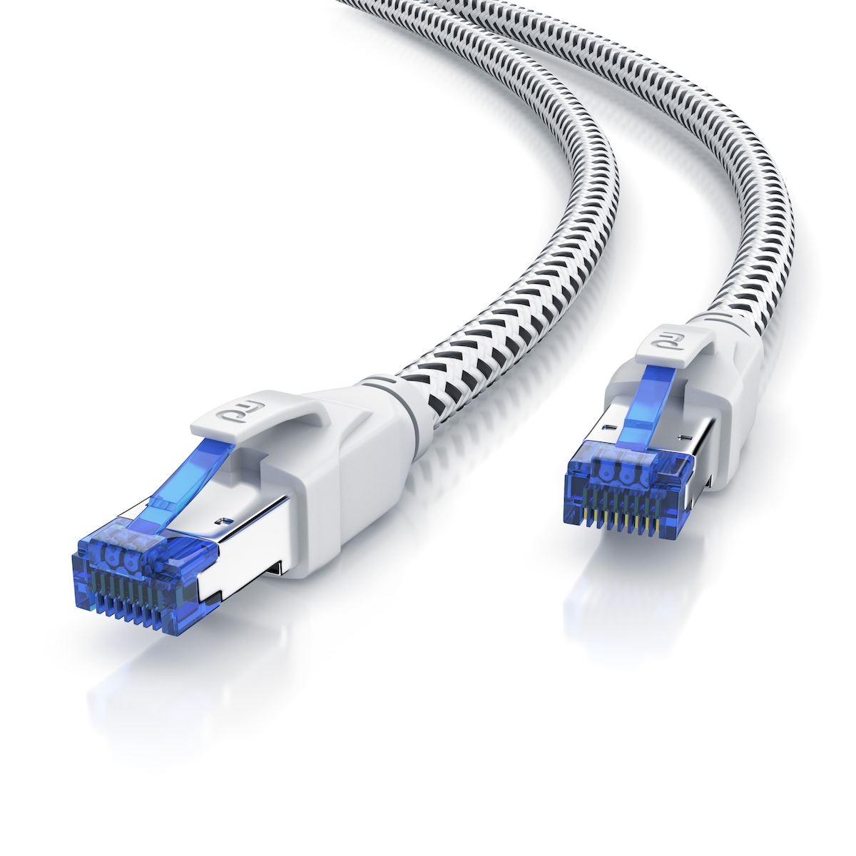Primewire Patchkabel CAT 8 mit Baumwollummantelung - Gigabit Ethernet LAN Kabel - 40 Gbit/s - S/FTP PIMF Schirmung - Netzwerkkabel - 1m Image