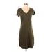 Gap Casual Dress - Shift V-Neck Short sleeves: Brown Solid Dresses - Women's Size Small