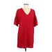 Everly Casual Dress - Mini V Neck Short sleeves: Burgundy Print Dresses - New - Women's Size Small