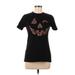 Fifth Sun Short Sleeve T-Shirt: Black Print Tops - Women's Size Medium