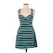 Monteau Casual Dress - Fit & Flare: Teal Stripes Dresses - Women's Size Medium