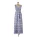 Daisy Fuentes Casual Dress - Maxi: Blue Aztec or Tribal Print Dresses - Women's Size Small