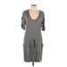 Banana Republic Casual Dress - DropWaist Scoop Neck Short sleeves: Gray Print Dresses - Women's Size Large