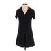 MNG Basics Casual Dress - A-Line Plunge Short sleeves: Black Print Dresses - Women's Size 2