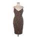 Likely Casual Dress - Sheath Plunge Sleeveless: Brown Leopard Print Dresses - Women's Size 14