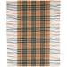 Beige Check Cashmere Fringed Scarf