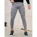 Homme Pantalon Chino Pantalon chino Pantalon habillé à carreaux Poche Plaid Plein Confort Respirable Extérieur du quotidien Sortie Mélange de Coton Mode Vêtement de rue Noir Grise