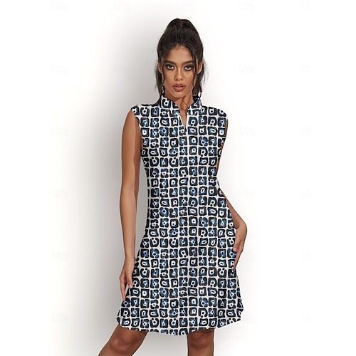 Damen Golfkleid Schwarz Ärmellos Blumen Damen-Golfkleidung, Kleidung, Outfits, Kleidung Image