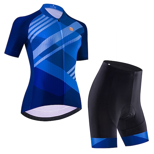 21Grams Damen Radtrikot mit Radhose kurz Trägern fahrradbekleidung set Radtrikot mit Radhose fahrradbekleidung set Kurzarm MTB Mountain Rennrad Schwarz Grün Purpur Graphic Streifen Fahhrad