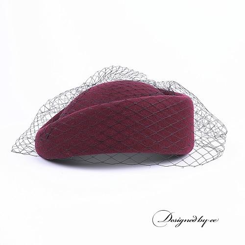 Mode elegante Hüte aus 100% Wolle mit reiner Farbe / Tüll 1pc Hochzeit / Party / Abendkopfschmuck