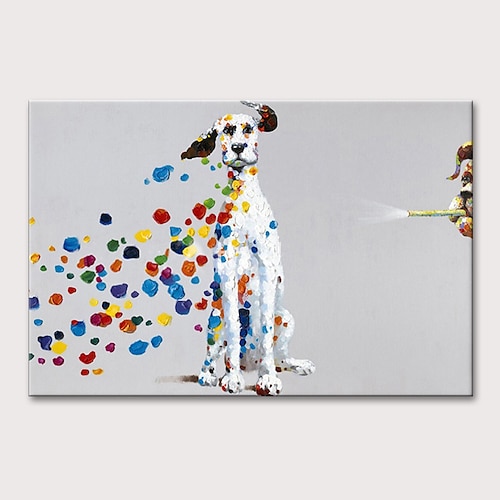 Mintura handgefertigte Hundetiere Ölgemälde auf Leinwand Wandkunst Dekoration modernes abstraktes Bild für Wohnkultur gerolltes rahmenloses ungedehntes Gemälde Image