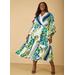 Plus Size Scroll Print Satin Maxi Dress