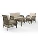 HomeStock Retro Relaxation 4Pc Outdoor Wicker Conversation Set Sand/Driftwood - Loveseat Coffee Table & 2 Arm Chairs