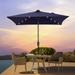 Sonerlic Patio 6.5x6.5 FT LED Market Umbrellas With Solar Lights Table Umbrella for Patio and Outdoor With Tilt Button for Deck and Pool Navy Blue