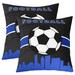 YST Football Pillow Covers Soccer Pack of 2 Throw Pillow Covers 22x22 Inch For Boys Girls Gamer Gaming Cushion Covers Teenage Sports Decorative Pillow Covers Bedroom Decor Black Navy Blue