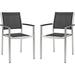 YZboomLife Shore Aluminum Two Outdoor Patio Dining Arm Chairs in Silver Black