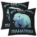 YST Manatee Lover Set of 2 Throw Pillow Covers 18x18 Inch Underwater Sea Animal Pillow Covers Cartoon Marine Animal Cute Ocean Life Cushion Covers Blue Black Cushion Cases