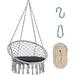 YSSY Macrame Hammock Chair Swing Chair w/Soft Cushion Hanging Hardware Kit & 9.5ft Hammock Strap Fringe Tassels Cotton Rope Swing Chair 300LBS Capacity Macrame Tassels Hammock Swing (Gray)