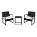 SYTHERS 3 PCS Patio Set Outdoor Wicker Furniture Sets Modern Rattan Chair Conversation Sets with Glass Coffee Table for Yard and Bistro Black