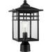 Outdoor Post Light Fixture Large Exterior Pillar Lantern with Black Finish & Seeded Glass 9 Inch Square Pier Mount Lamp for Garden Backyard Courtyard Patio Deck Pathway Walkway