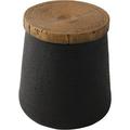 Small Outdoor Side Table 12 Black Outdoor End Tables for Patio Accent Side Table Outdoor Garden Stool Wooden-Look Top Concrete Side Table for Livingroom Bedroom Garden Backyard