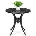 Danolapsi 30.25 Outdoor Dining Table Round Patio Cast Aluminum Table Patio Bistro Table Bistro Table with Umbrella Hole Outdoor Side Table Furniture Set for Kitchen Garden Yard