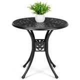 Danolapsi 30.25 Outdoor Dining Table Round Patio Cast Aluminum Table Patio Bistro Table Bistro Table with Umbrella Hole Outdoor Side Table Furniture Set for Kitchen Garden Yard