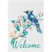 Hyjoy Blue Jay Welcome Garden Flag 12 x 18 Inch Vertical Double Sided Welcome Yard Garden Flag Seasonal Holiday Outdoor Decorative Flag for Patio Lawn Home Decor Farmhous