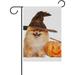 Hyjoy Dog in Witch Hat Garden Flag Yard Banner Polyester for Home Flower Pot Outdoor Decor 12X18 Inch