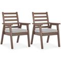 Benjara 27 in. Emme Outdoor Dining Armchair Brown Frame & Gray Seat - Set of 2