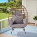 Mulanimo Wicker Egg Chair Indoor Outdoor Lounger with 5 Cushions Egg Chair Garden Rattan Egg Chair for Patio Backyard Living Room Bedrooms Garden Balcony