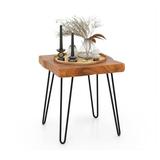 Teak Wood Outdoor End Table - 22.77 - Upgrade your outdoor style with this durable end table - ideal for any outdoor space!