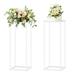 Wedding Table Centerpieces 2 Piece Metallic Flowerpot for Centerpieces 23.6 Inch Column Pedestal Plant Stand for Party Wedding Event Home Decoration White