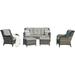 Outdoor Patio Wicker Furniture Sets - Outside Rattan Sectional Conversation Set 1 Sofa with 2 Ottomans(3PC Mixed Grey/Blue)