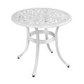 TuyuHome Phoenix Cast Aluminum Round Table Patio End Table Side Table Cast Aluminum Cocktail Table Outdoor Bar Table White