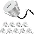 WAGEE LED Step Lights 10 Packs 3000K 1W Low Voltage DC12V 24V Recessed In-ground Well Light IP67 Waterproof Landscape Lighting for Deck Stair Yard Pathway Garden