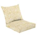 2 Piece Indoor/Outdoor Cushion Set white yellow camomiles seamless pattern print Casual Conversation Cushions & Lounge Relaxation Pillows for Patio Dining Room Office Seating
