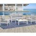 Aluminum Patio Furniture Set 4 Pcs Modern Outdoor Conversation Set Sectional Sofa with Upgrade Cushion and Coffee Table Grey