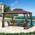 Patio Gazebo Canopy 13x10 FT Outdoor Gazebo with Double Vented Roof Gazebo for Patio with Detachable Netting & Steel Frame Easy Setup Permanent Pavilion with Strong Legs for Patios Lawns Gardens