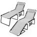 Gymax 2 PCS Folding Chaise Lounge Portable Lay Flat Reclining Chair w/ 4-Level Backrest Side Pocket Gray