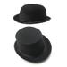 Funny Party Hats 2pcs Hat for Children S + L Size Magician Costume Hat Bowler Hat Derby Hat Dress Up Costume Accessory for Magician Carnival Fancy Dress Party (Black)